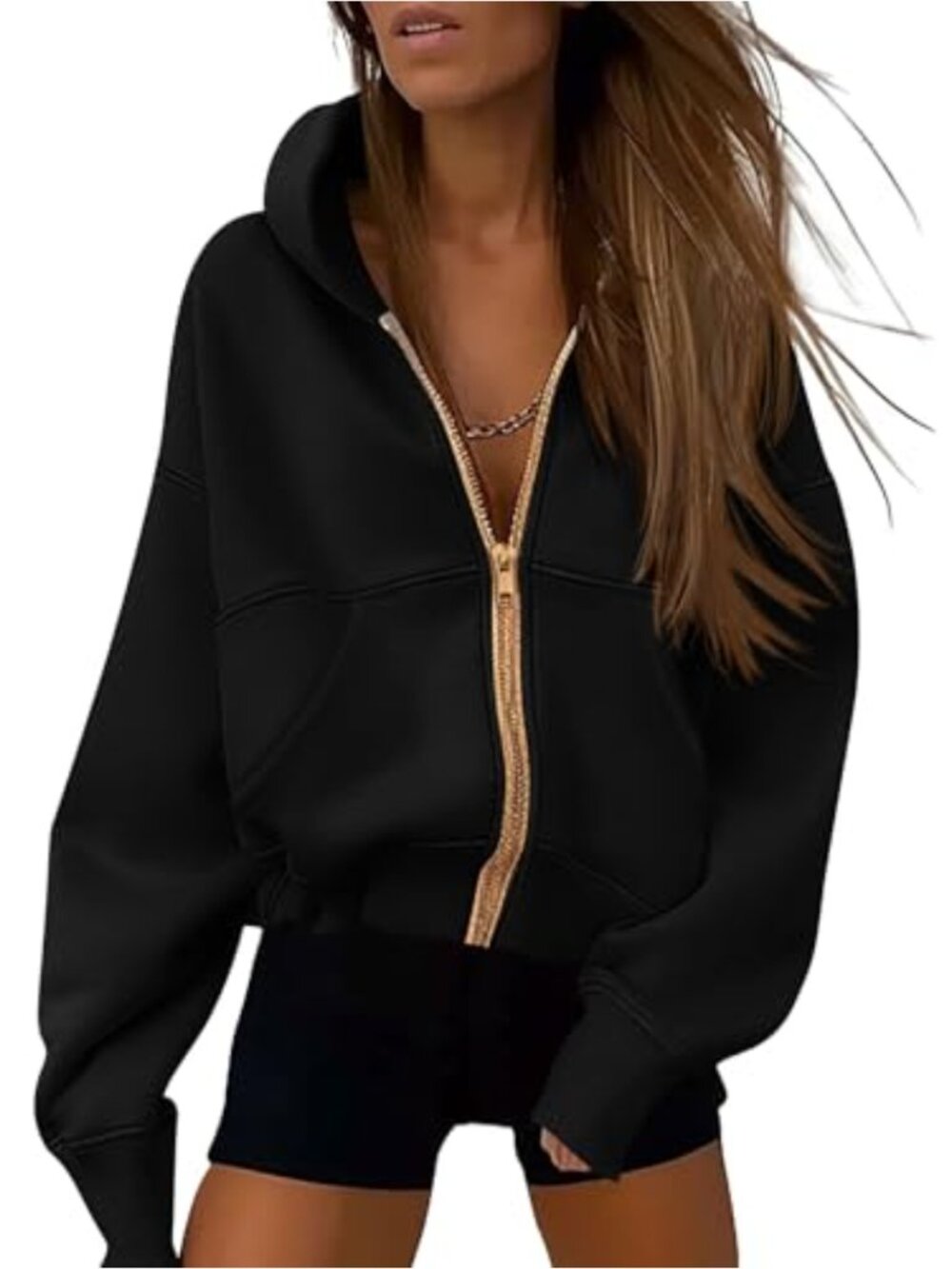 Women's Zip Up Fleece Hoodie Relaxed Fit Sweatshirt with Pockets